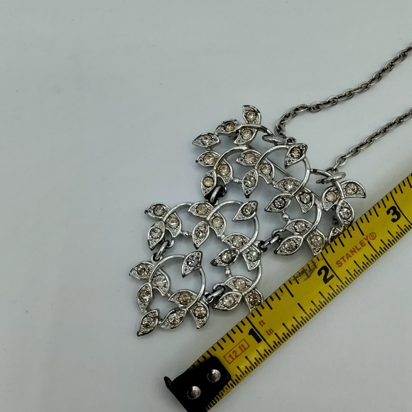 VINTAGE Signed Emmons Runway Convertible Necklace & Brooch W/Yellow Rhinestones - Picture 8 of 10